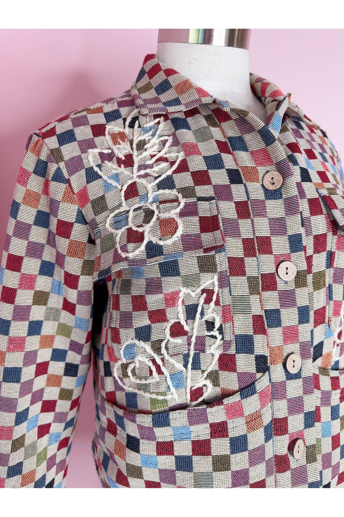 Rocky Coast Checkered Embroidery Jacket