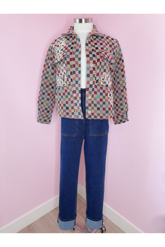 Rocky Coast Checkered Embroidery Jacket