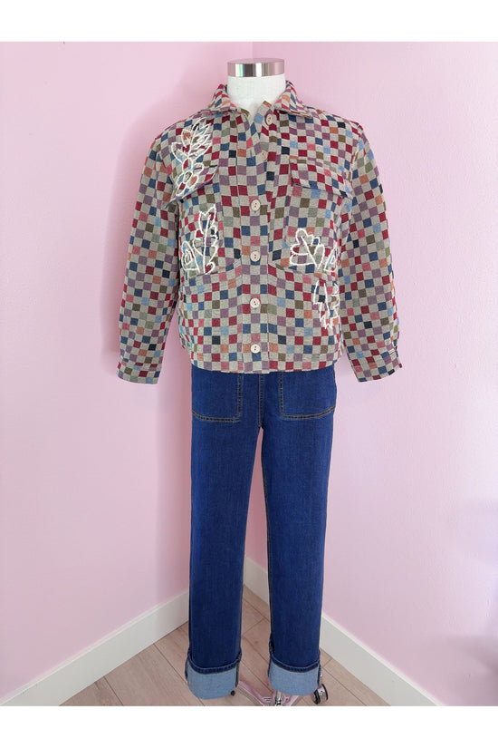 Rocky Coast Checkered Embroidery Jacket