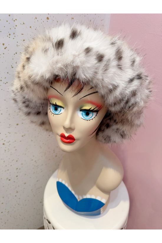 Snow Leopard Fluffy Faux Fur Bucket Hat