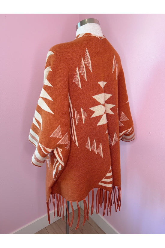 Load image into Gallery viewer, Aztec Luxe Fringed Rue Poncho
