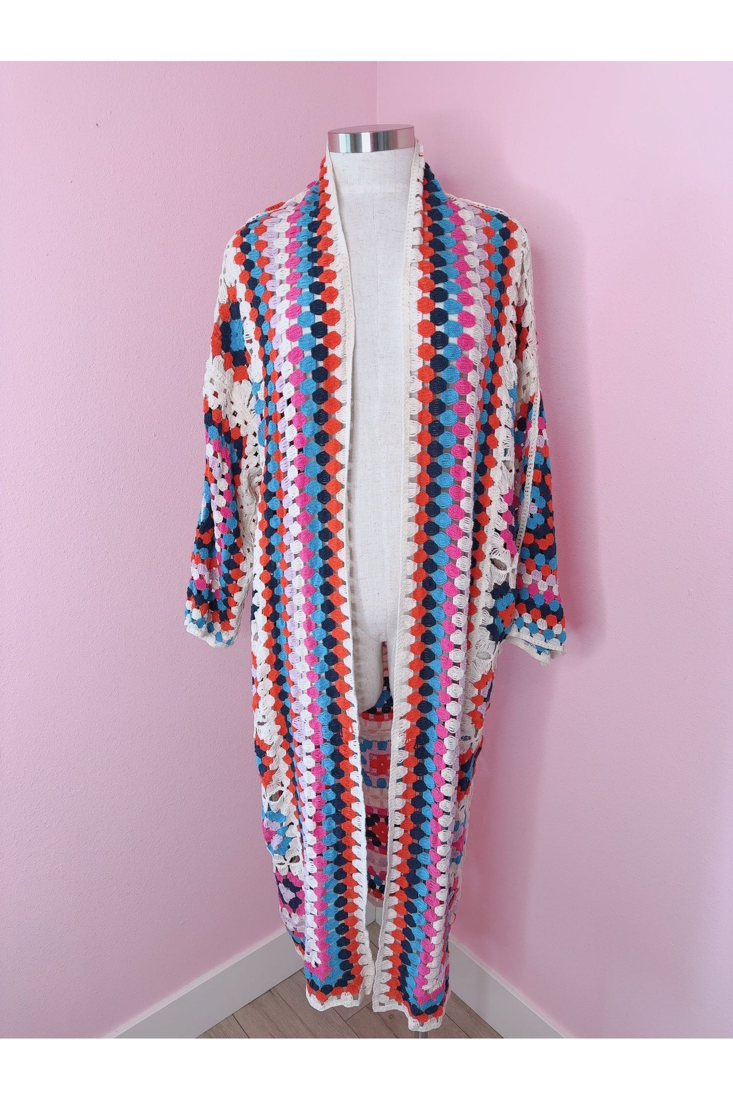 Always Morphing Granny Square Open Midi Crochet Knit Cover Up