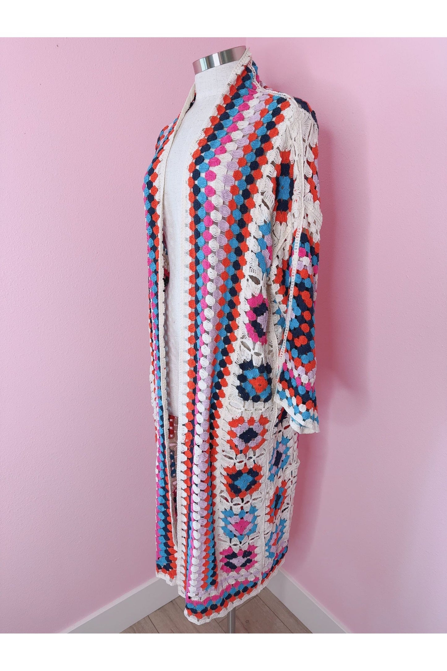 Always Morphing Granny Square Open Midi Crochet Knit Cover Up