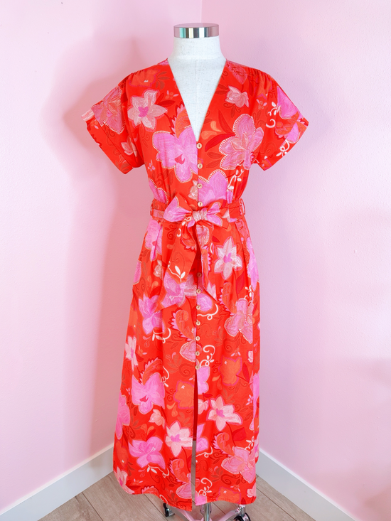 Ringing Paradise Short Sleeve Floral Maxi Dress