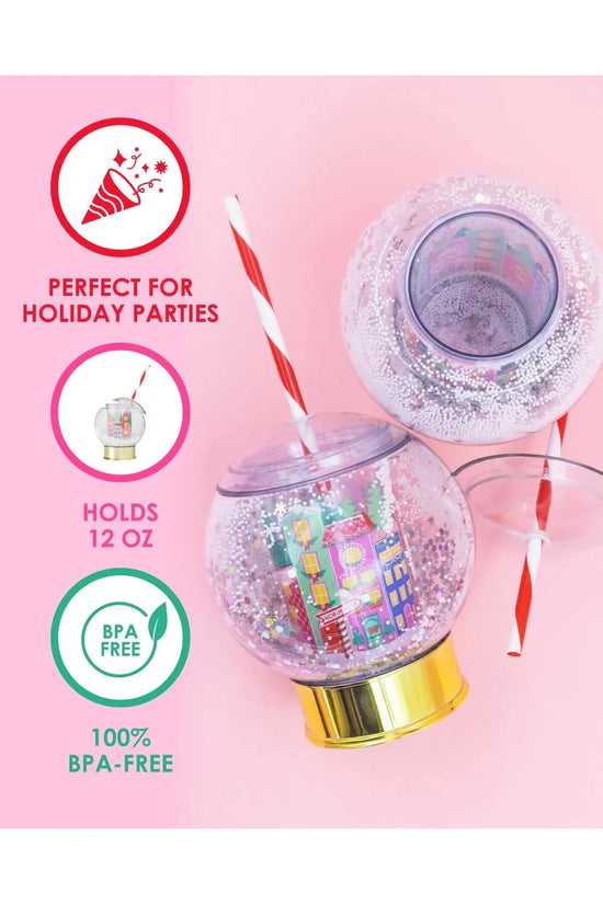 Holiday Village Snow Globe Novelty Sipper