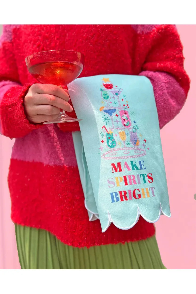 Make Spirits Bright Holiday Tea Towel