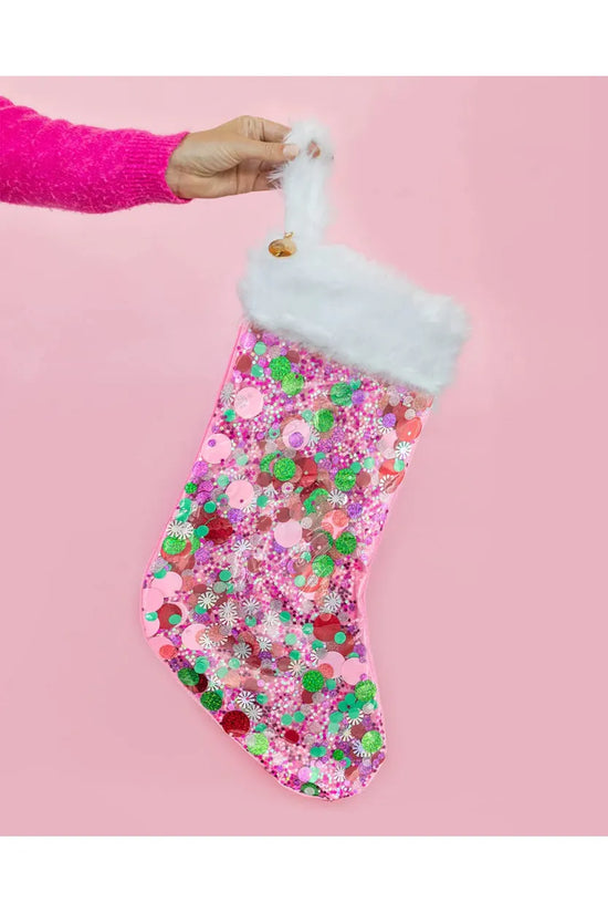 Holiday Spirit Pink Confetti Stocking