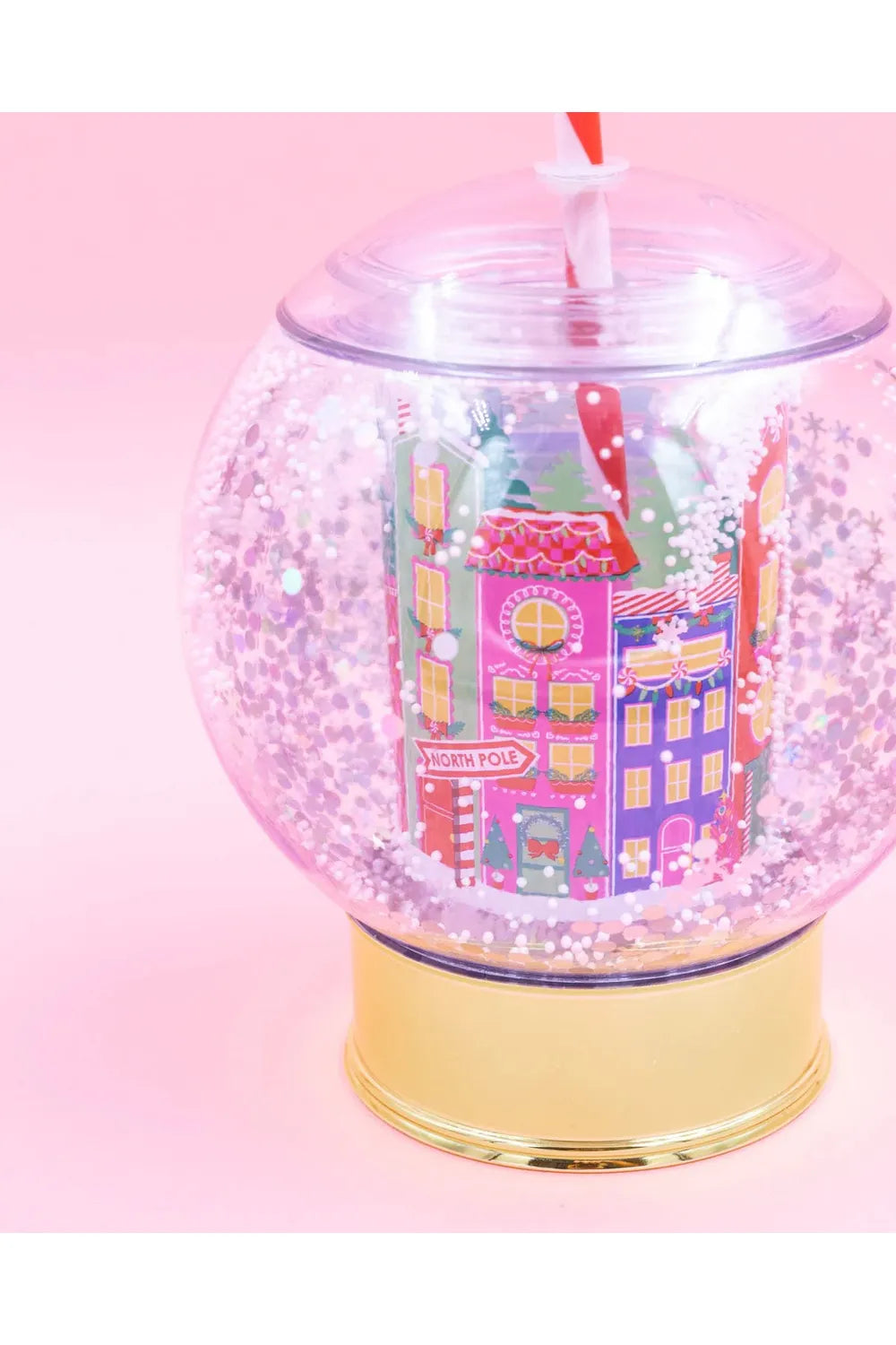 Holiday Village Snow Globe Novelty Sipper