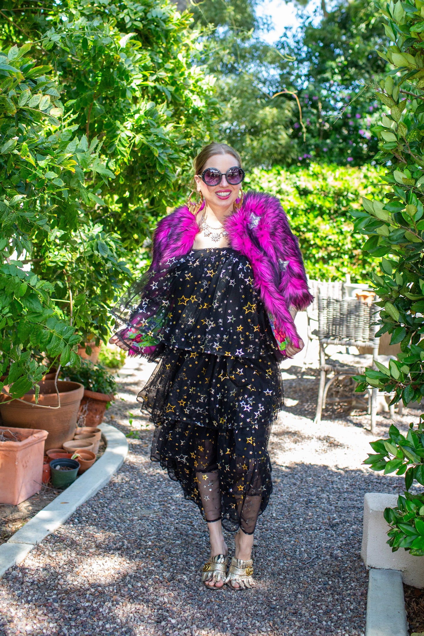 Planet Queen Faux Fur Jacket in Monster Pink