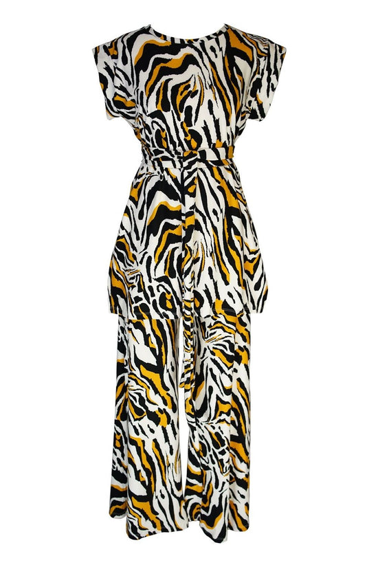 Load image into Gallery viewer, Saffron Zebra Tunic &amp;amp; Palazzo Set
