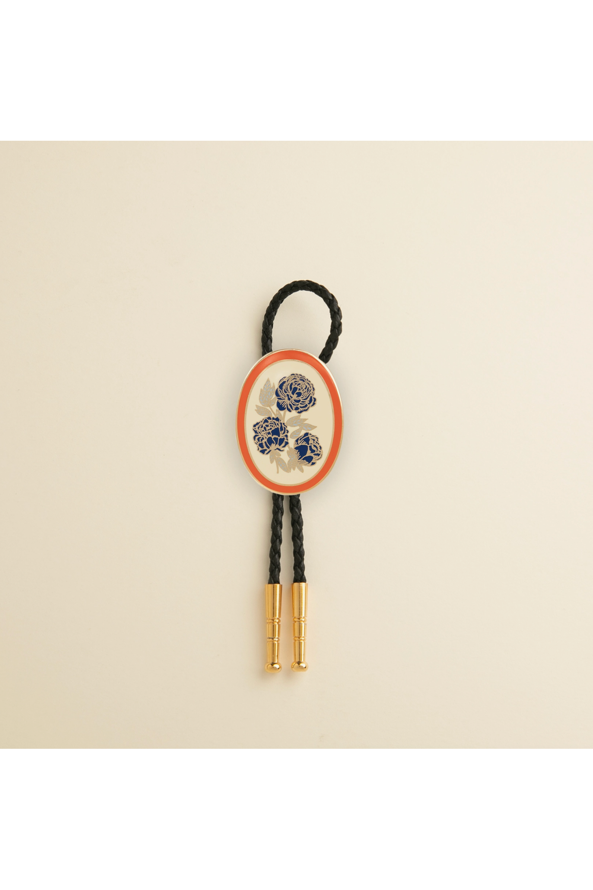 Navy & Orange Floral Bolo Tie