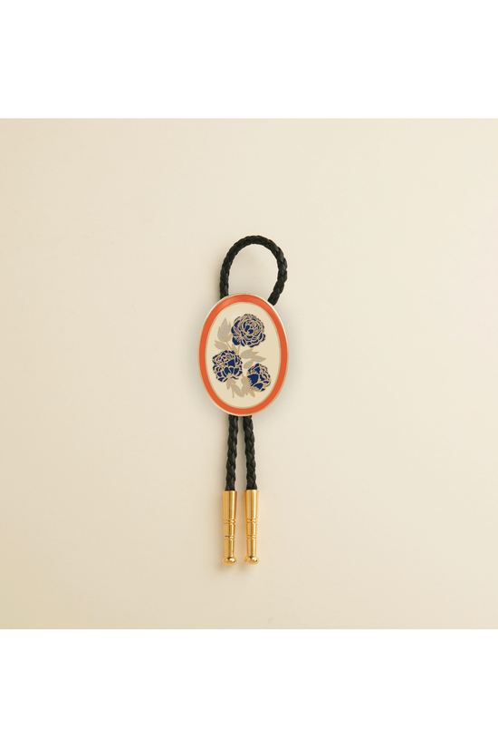 Navy & Orange Floral Bolo Tie