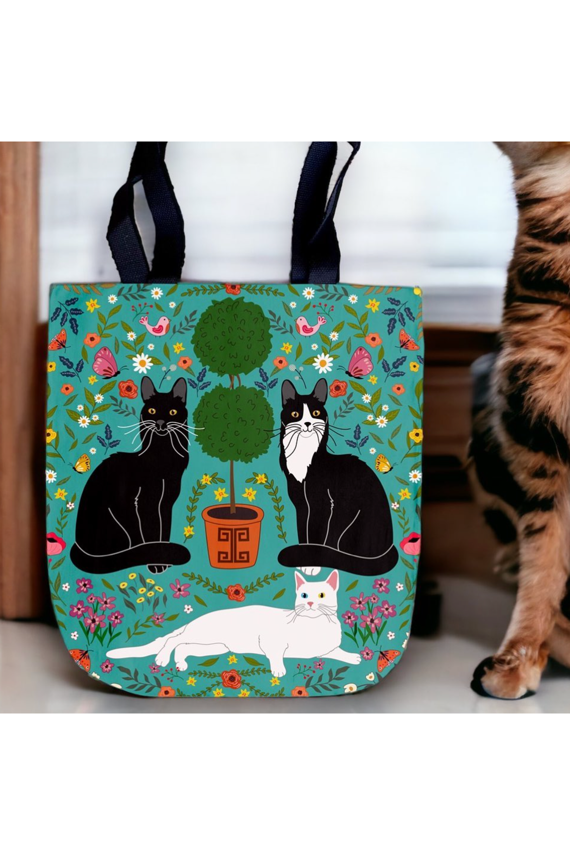 Cheeky Kitty Cats with Topiary Tote Bag