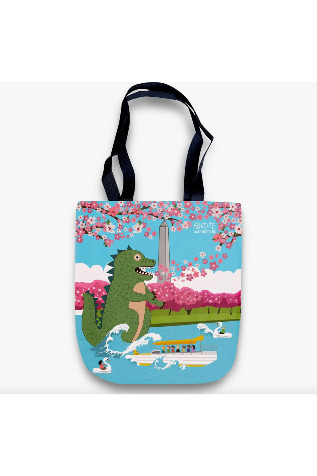 Cherry Blossom Green Monster Tote Bag