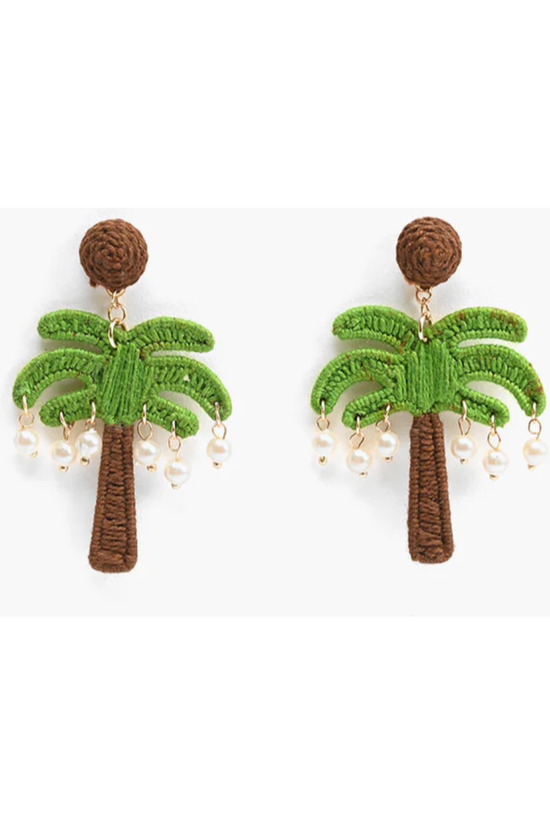 Palm Tree Hand Beaded Earrings