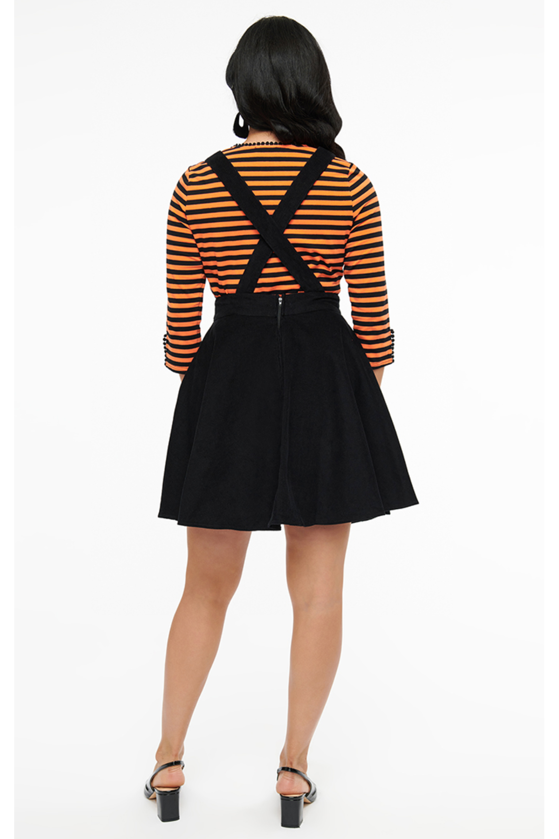 Oh My Gourd 1950s Black & Orange Jack-O-Lantern Pinafore