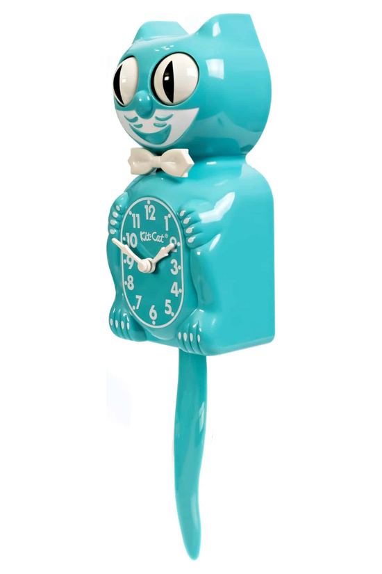 Limited Edition Vibrant Blue Turquoise Kit Cat Clock