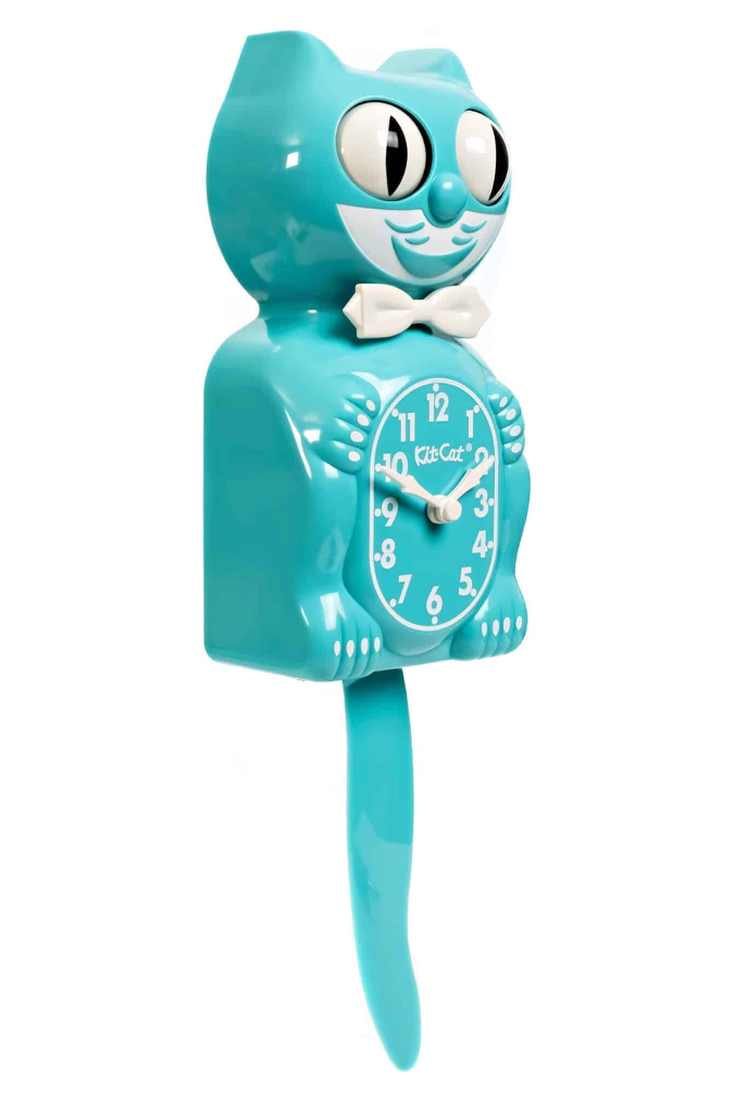 Limited Edition Vibrant Blue Turquoise Kit Cat Clock