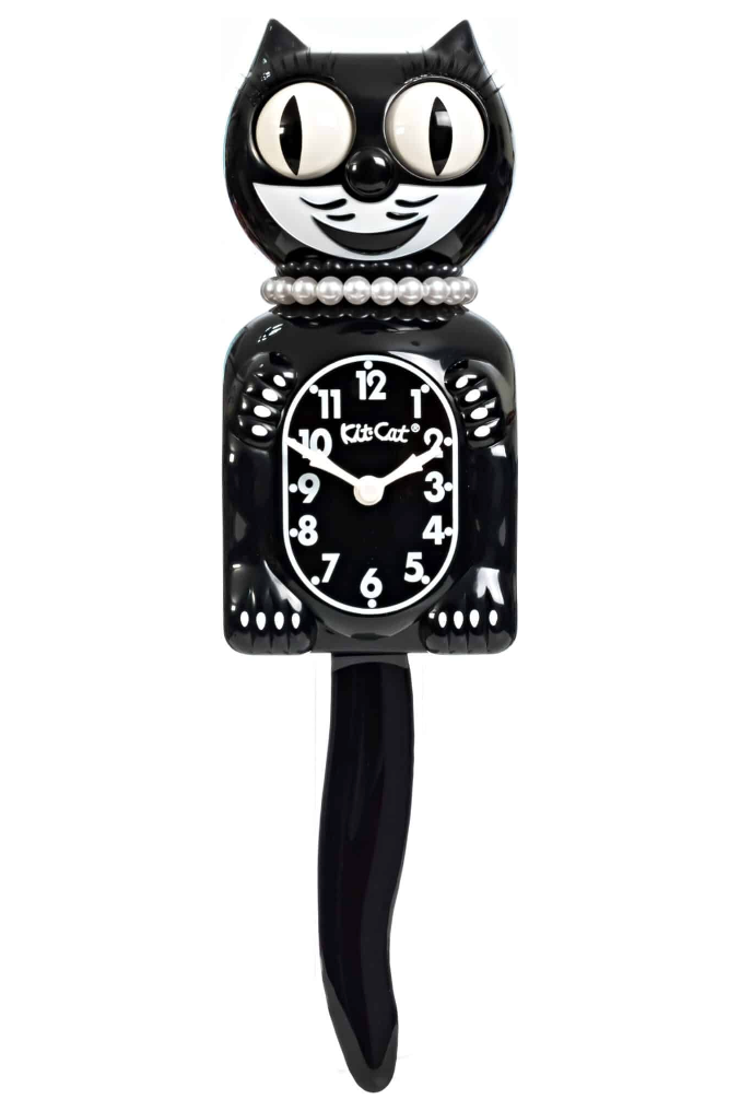 Black Lady Limited Edition Kit Cat Clock with Pearl Necklace & Eyelashes