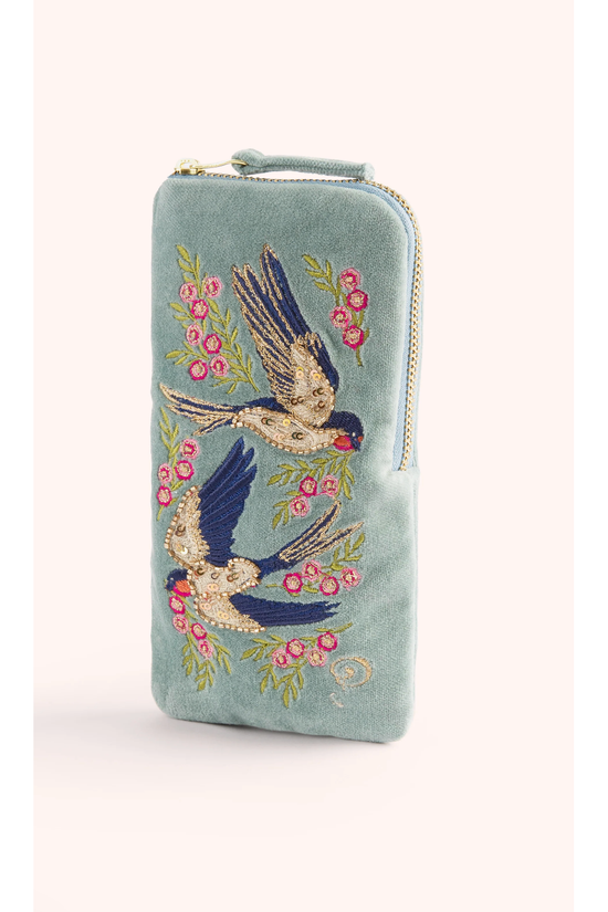 Swooping Swallows Velvet Sunglasses Pouch