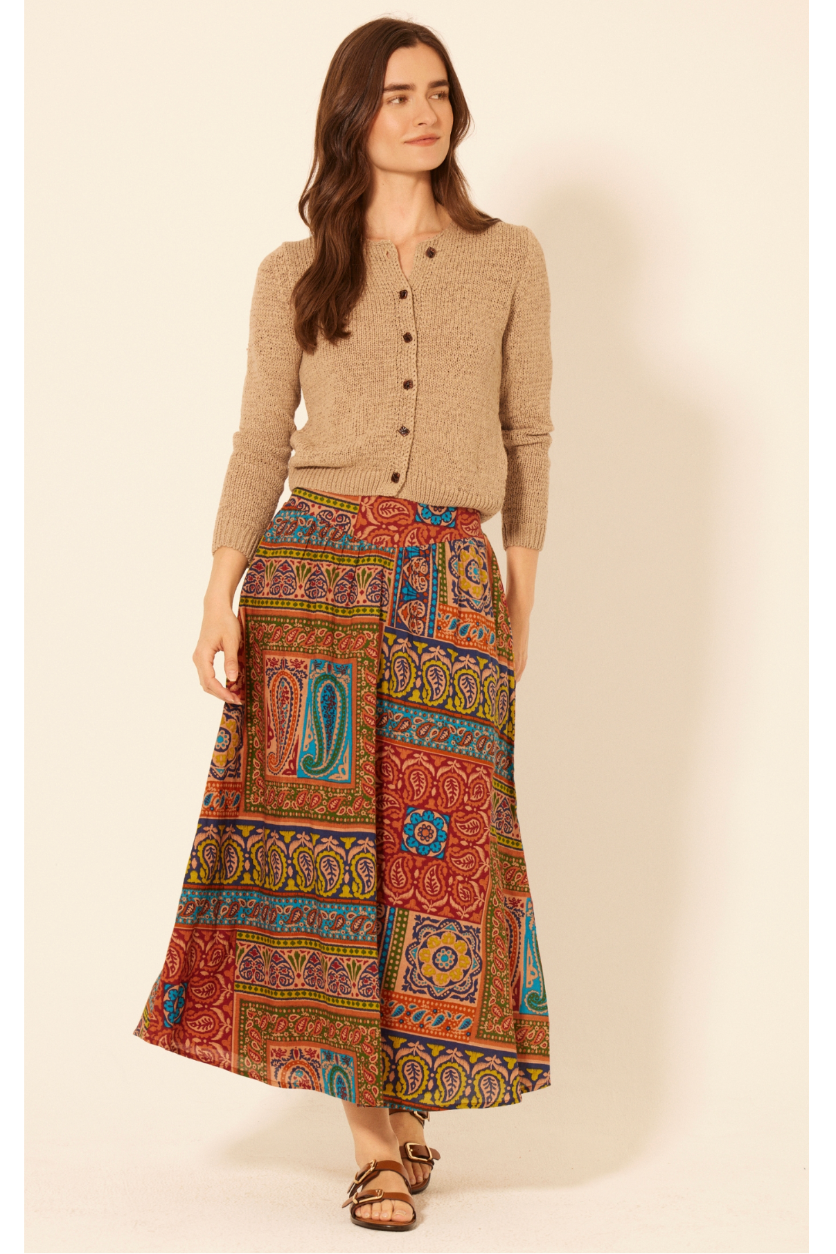 Autumn Paisley Smocked Maxi Skirt