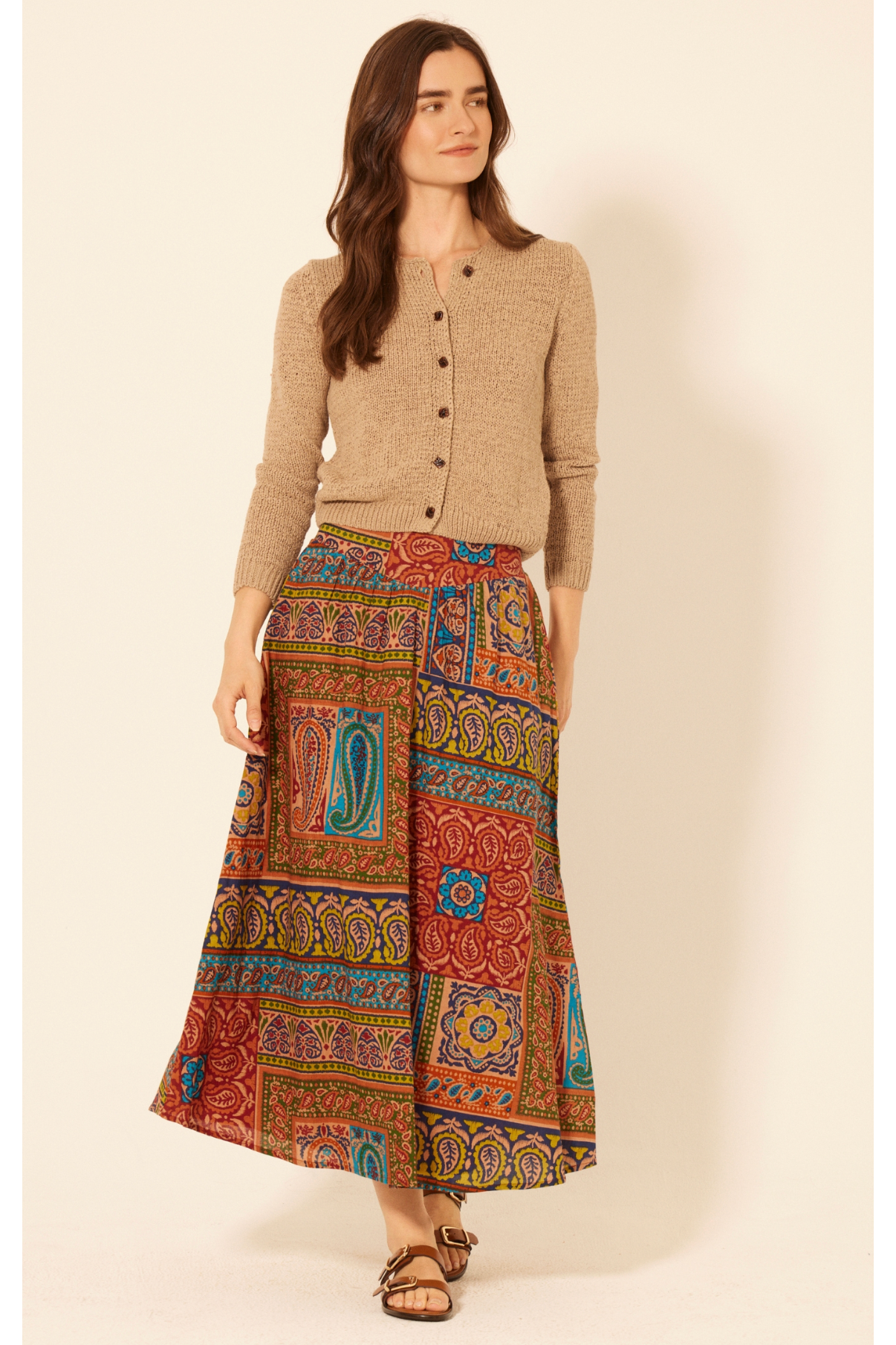 Autumn Paisley Smocked Maxi Skirt