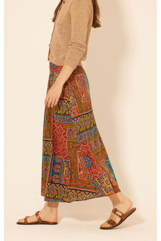 Autumn Paisley Smocked Maxi Skirt
