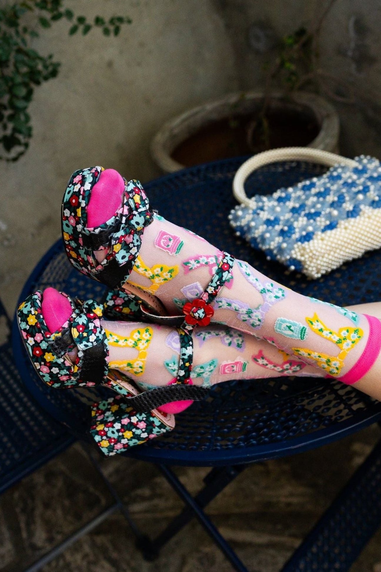 Bows & Jam Shimmer Sheer Crew Fashion Socks