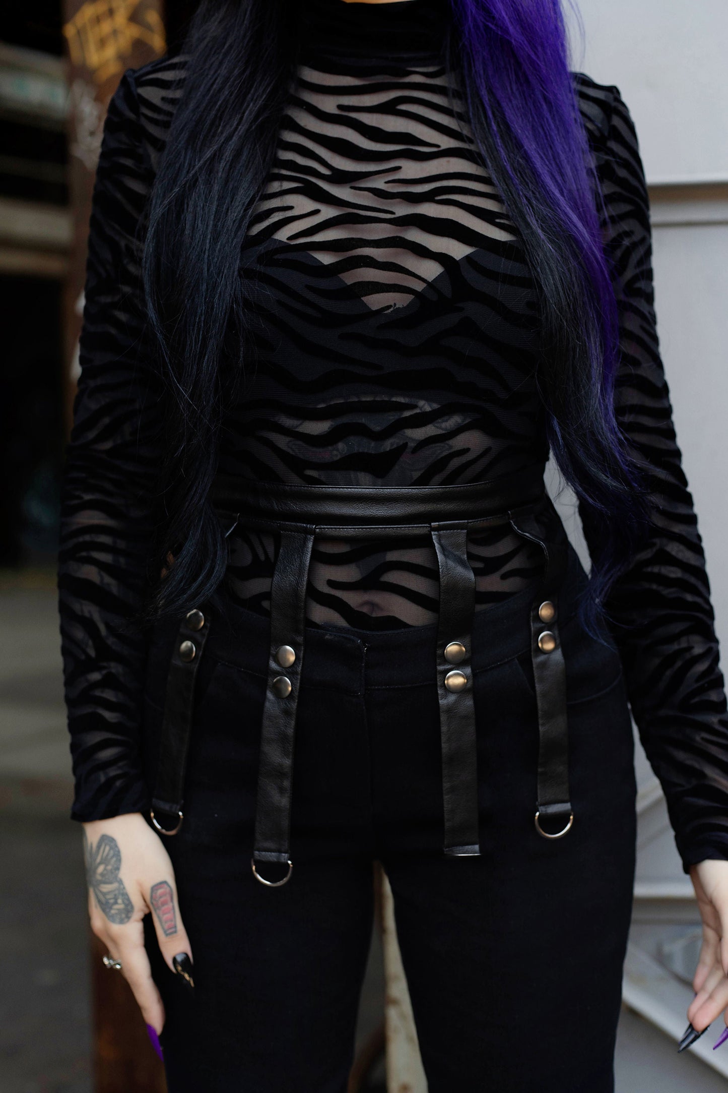 Beauty Fiend Sheer Zebra Bodysuit by Fox Slime