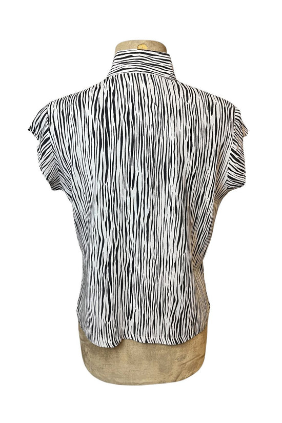White Tiger Stripe Mandarin Collar Tea Timer Top
