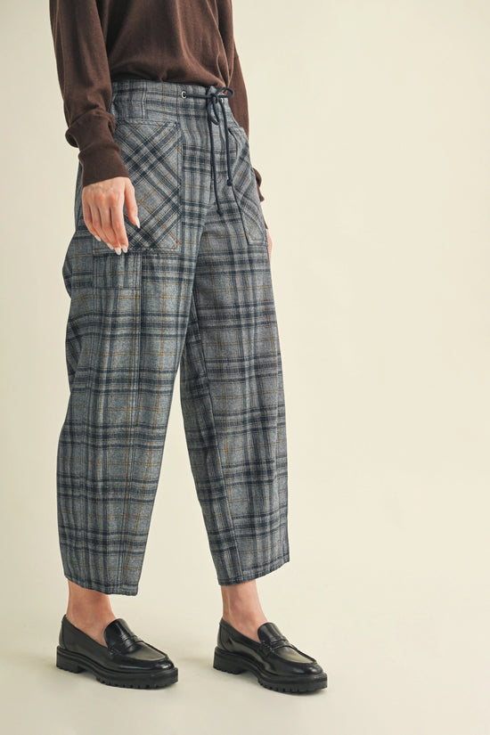 Relaxed Navy Pocket Plaid Pants