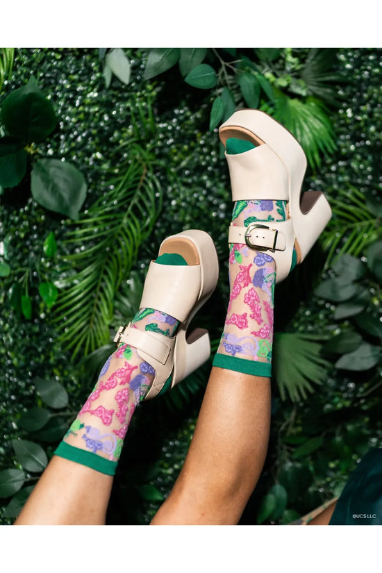 Wicked For Good Floral Sheer Crew Fashion Sock