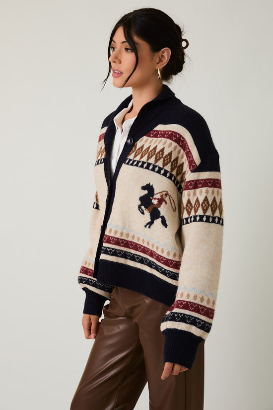 Button Up Western Oversize Sweater Cardigan