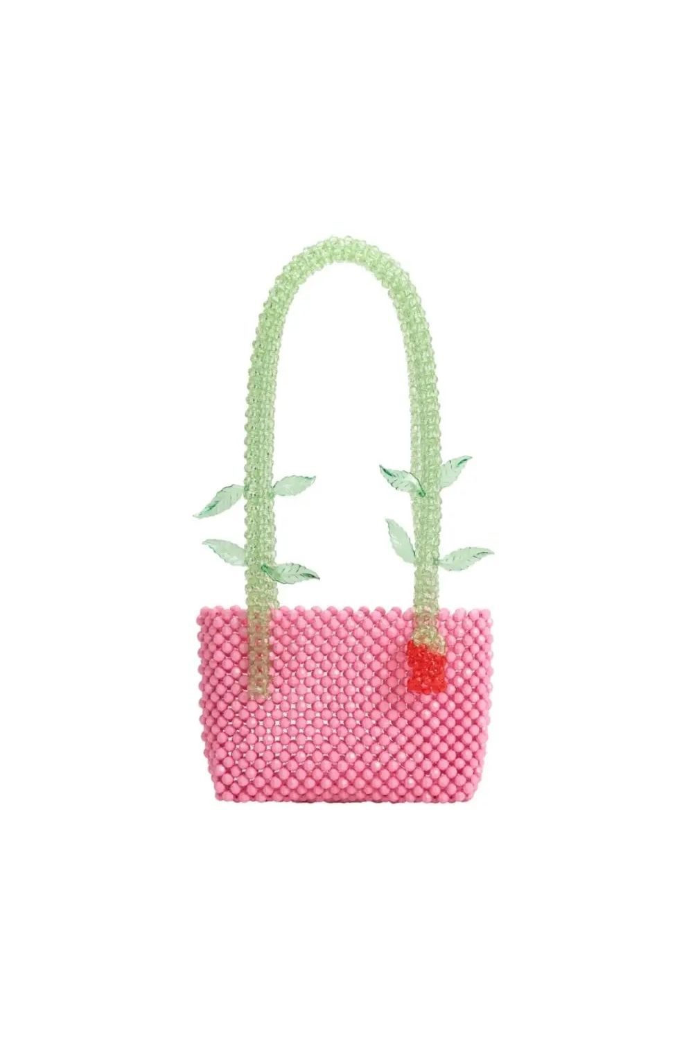 Playful Flor Pink Beaded Shoulder Bag