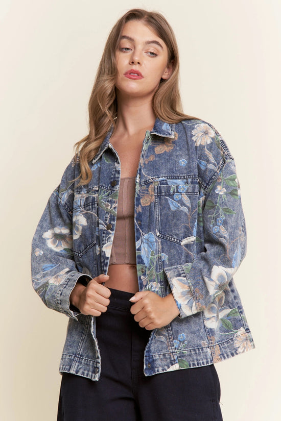 Floral Print Soft Denim Jacket