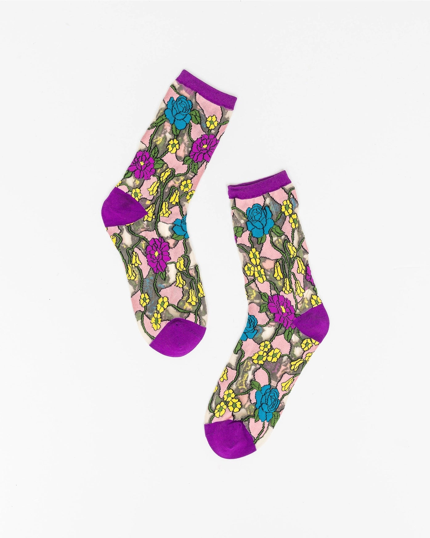 Stain Glass Sheer Crew Fashion Socks