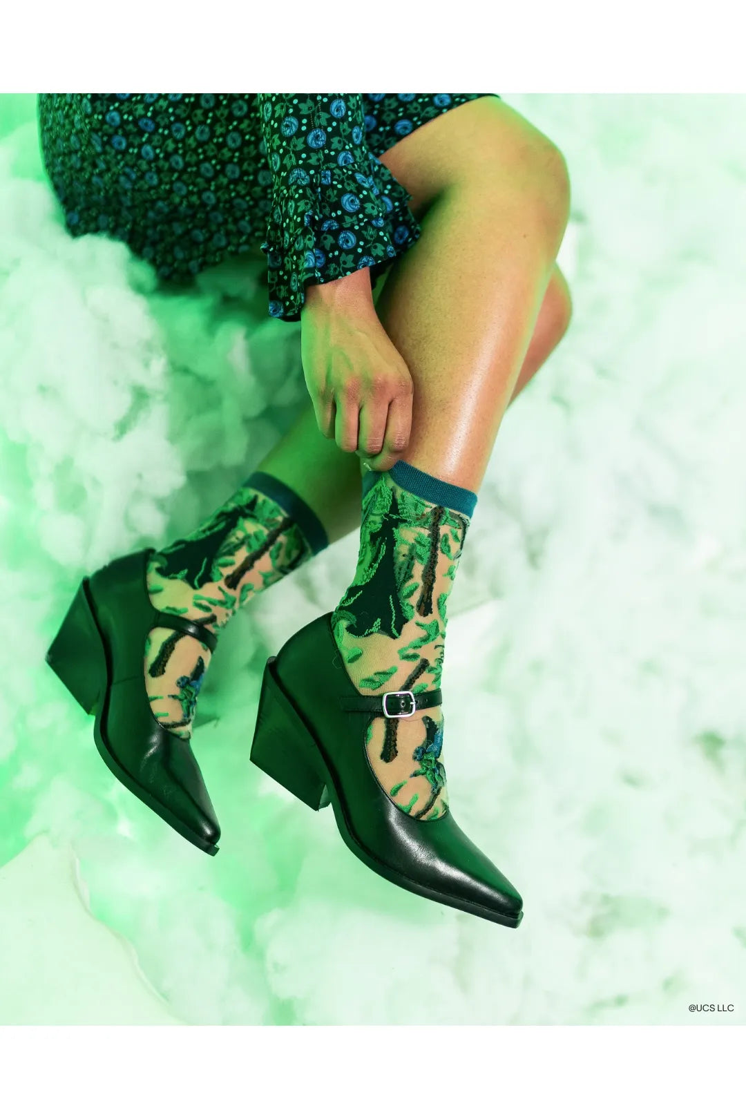 Elphaba Silhouette Sheer Crew Fashion Socks