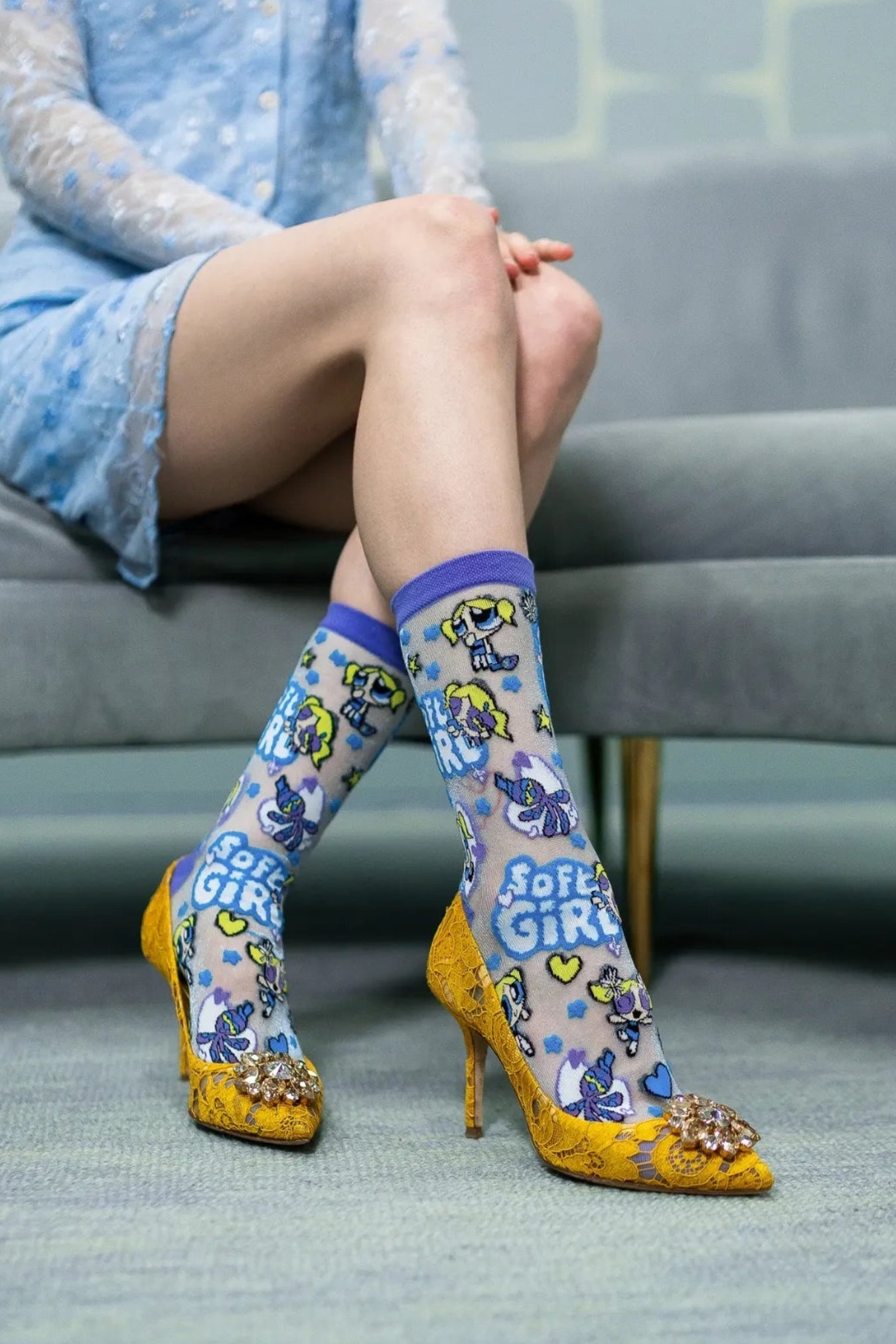 The Powerpuff Girls™ Bubbles Shimmer Sheer Crew Sock