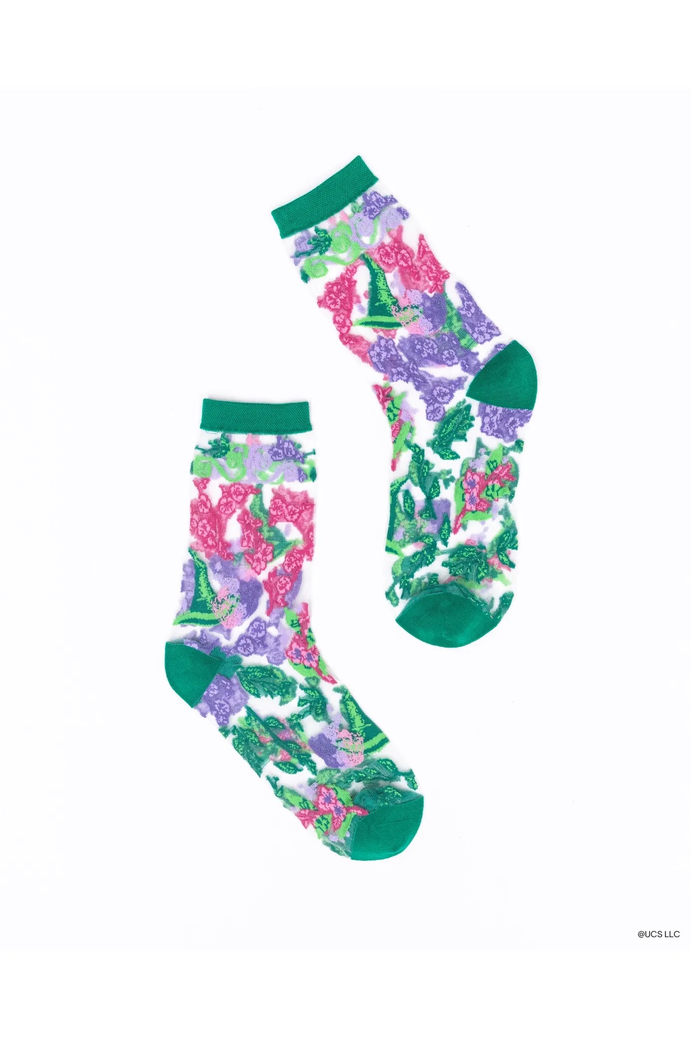 Wicked For Good Floral Sheer Crew Fashion Sock