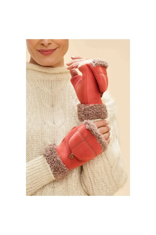 Coral Warm Fall Winter Mittens