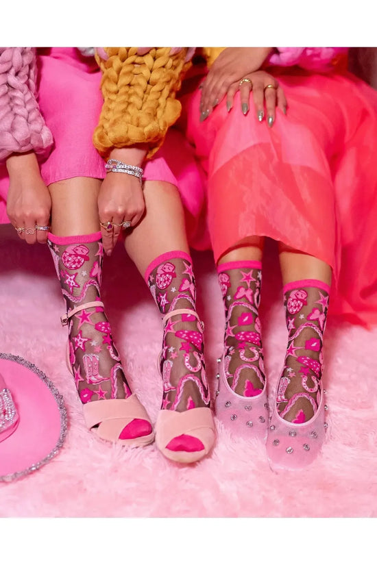 Disco Barbie Black Sheer Crew Fashions Socks
