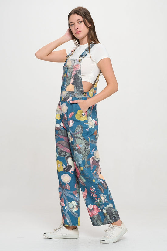 Force of Nature Botanical Floral Print Overalls