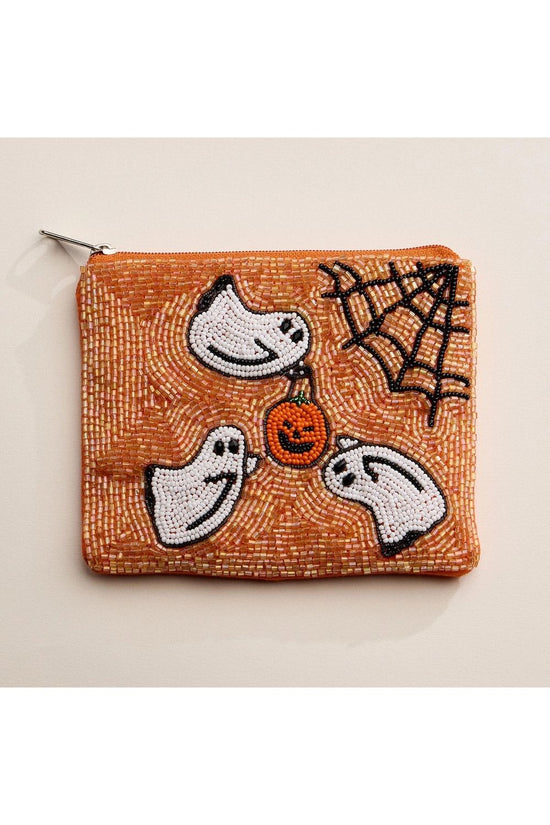 Halloween Ghost Beaded Coin Purse