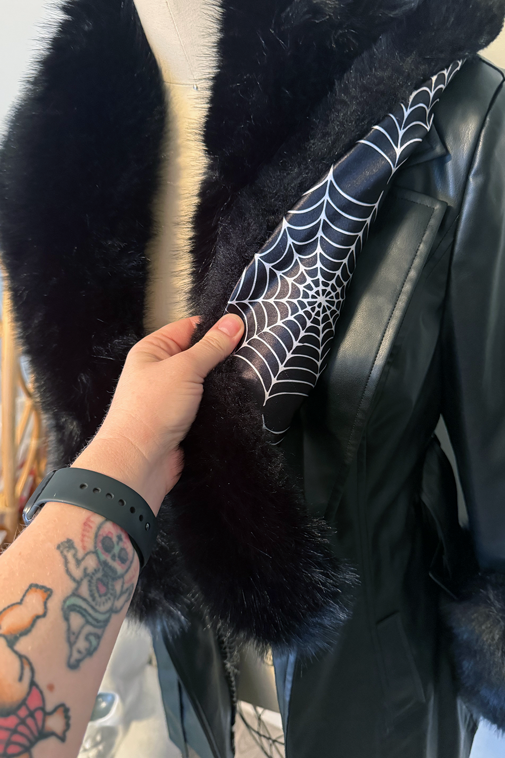The Envy Coat in Black with Spiderweb Lining - PRE-ORDER