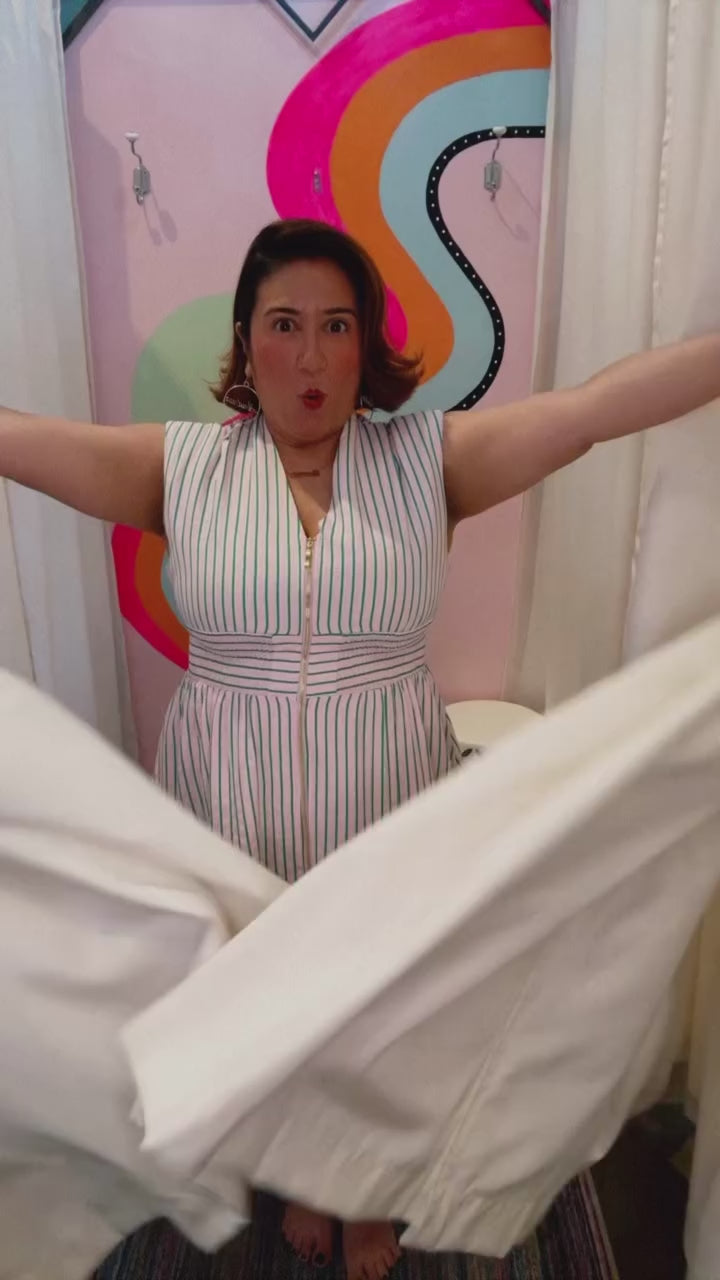 Cute Pink and Green Stripe Seersucker Dress