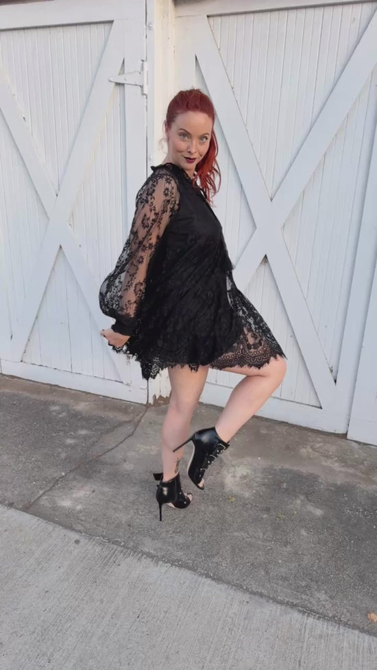Load and play video in Gallery viewer, Lace Mini Halloween Holiday Dress
