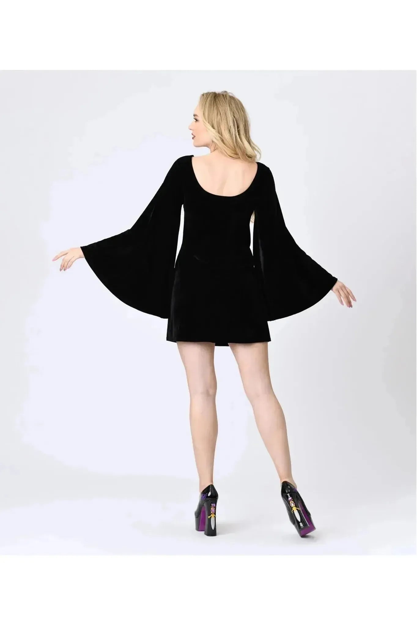Black Velvet Moon Cutout Mini Halloween Dress