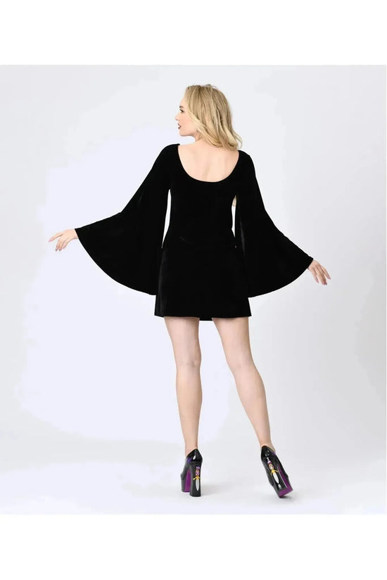 Black Velvet Moon Cutout Mini Halloween Dress