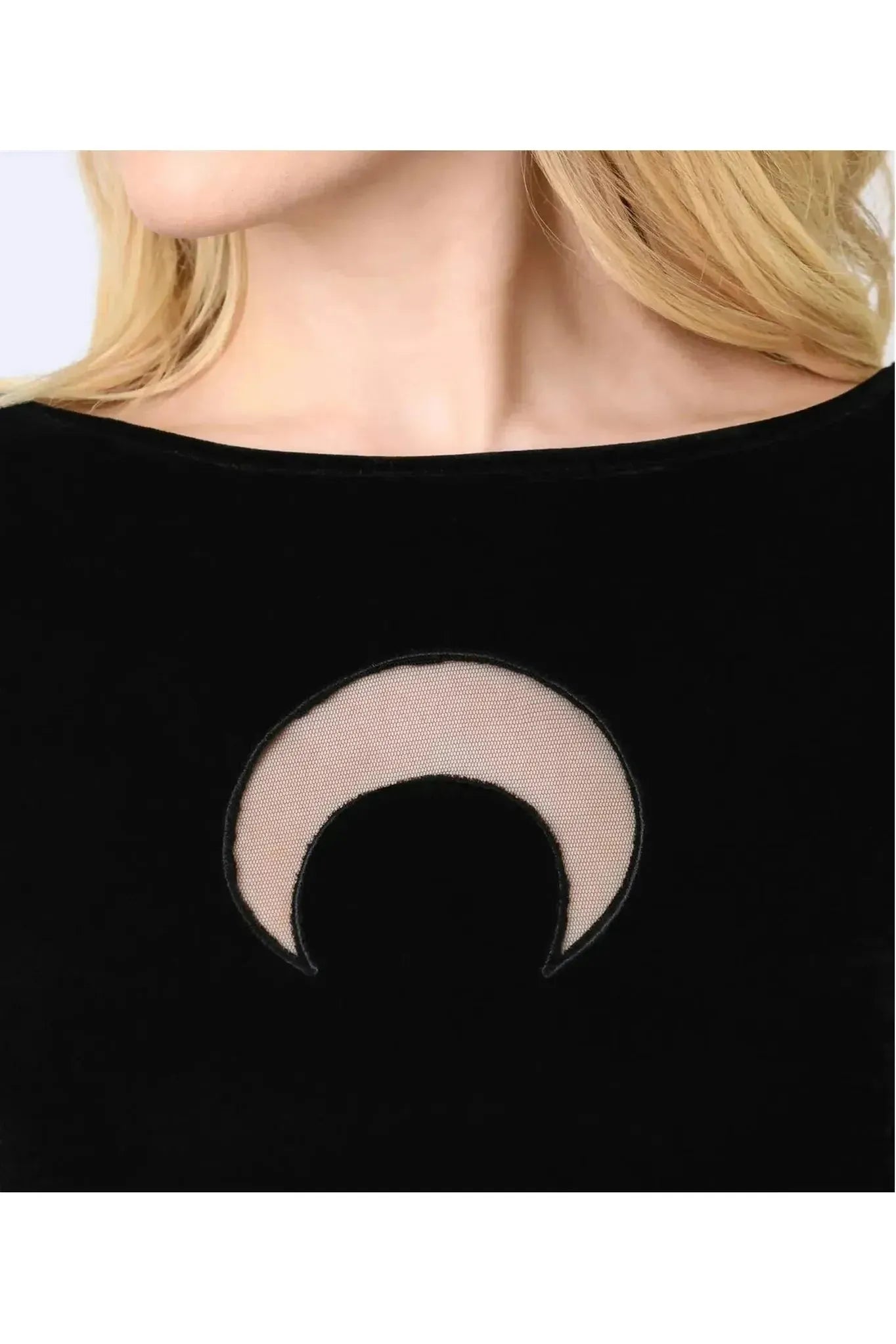 Black Velvet Moon Cutout Mini Halloween Dress