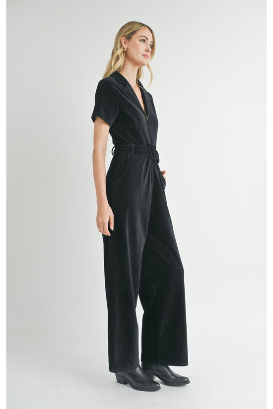 Cold Brew Crew Corduroy Black Jumpsuit